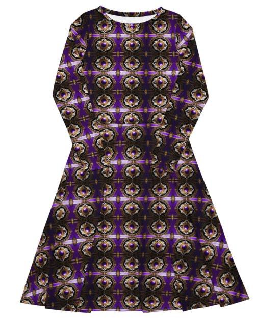 Onegodian Flower Jewel: Design 01 – long sleeve midi dress