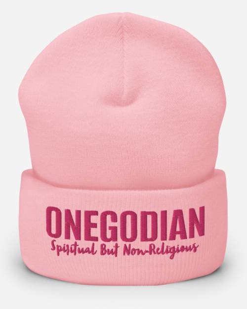 Onegodian Spiritual but Non-Religious – Cuffed Beanie – Pink