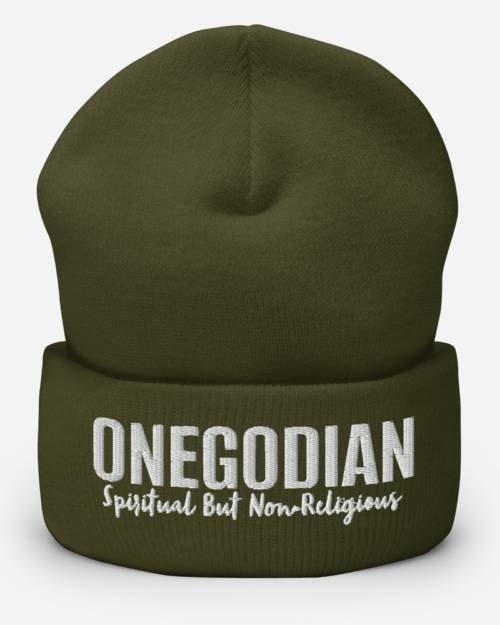 Onegodian Spiritual but Non-Religious – Cuffed Beanie – White